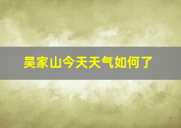 吴家山今天天气如何了