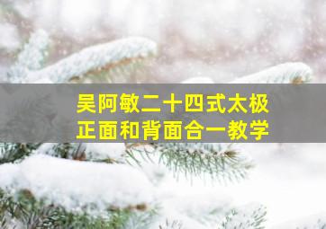 吴阿敏二十四式太极正面和背面合一教学