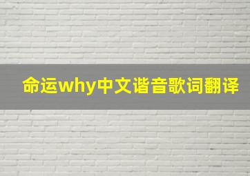 命运why中文谐音歌词翻译