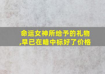 命运女神所给予的礼物,早已在暗中标好了价格