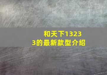 和天下13233的最新款型介绍