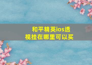 和平精英ios透视挂在哪里可以买