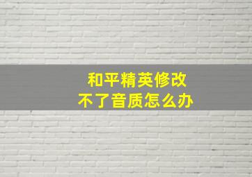 和平精英修改不了音质怎么办