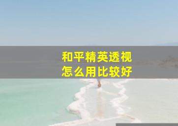 和平精英透视怎么用比较好