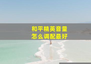 和平精英音量怎么调配最好