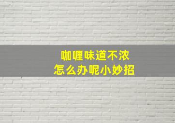 咖喱味道不浓怎么办呢小妙招