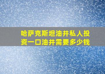 哈萨克斯坦油井私人投资一口油井需要多少钱