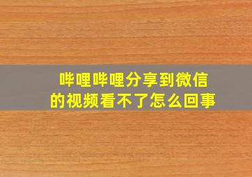 哔哩哔哩分享到微信的视频看不了怎么回事