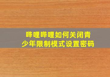 哔哩哔哩如何关闭青少年限制模式设置密码