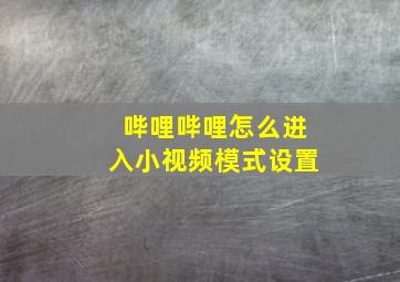 哔哩哔哩怎么进入小视频模式设置