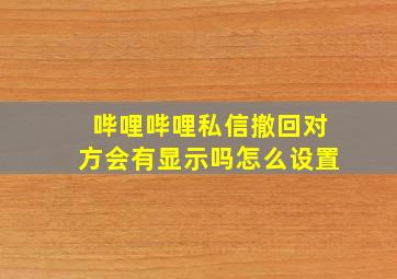 哔哩哔哩私信撤回对方会有显示吗怎么设置