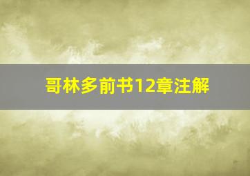 哥林多前书12章注解