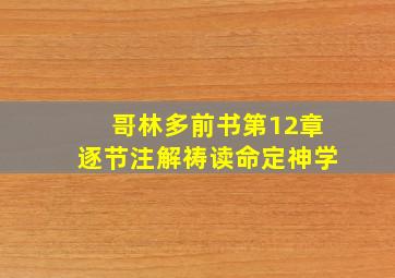 哥林多前书第12章逐节注解祷读命定神学