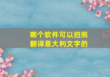 哪个软件可以拍照翻译意大利文字的