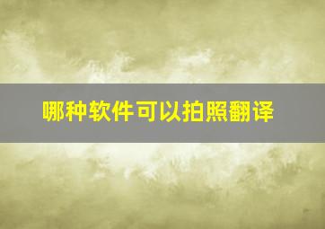 哪种软件可以拍照翻译