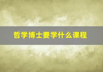 哲学博士要学什么课程