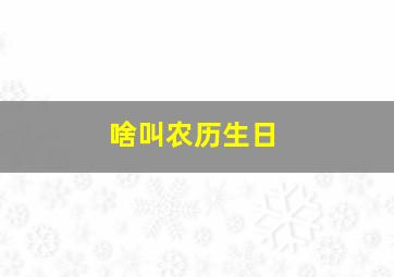 啥叫农历生日