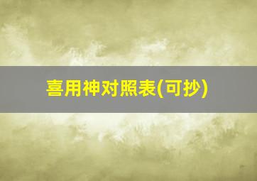 喜用神对照表(可抄)