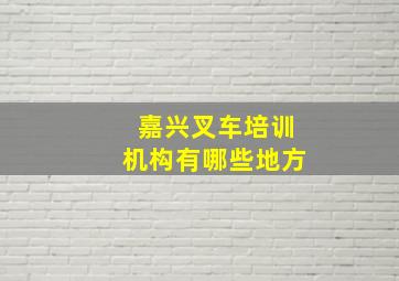 嘉兴叉车培训机构有哪些地方