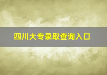 四川大专录取查询入口