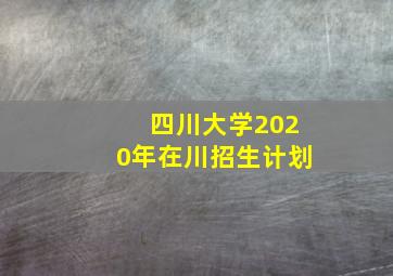 四川大学2020年在川招生计划