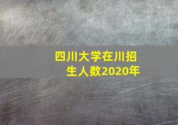 四川大学在川招生人数2020年