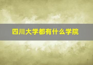 四川大学都有什么学院