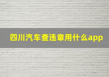 四川汽车查违章用什么app