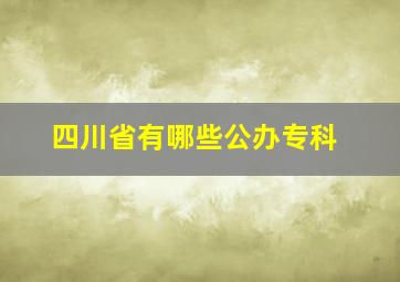 四川省有哪些公办专科