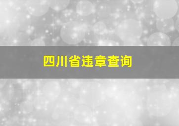 四川省违章查询