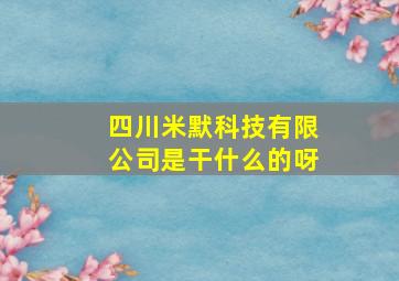 四川米默科技有限公司是干什么的呀