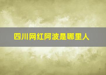 四川网红阿波是哪里人