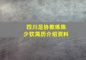 四川足协教练陈少钦简历介绍资料