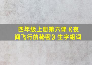 四年级上册第六课《夜间飞行的秘密》生字组词