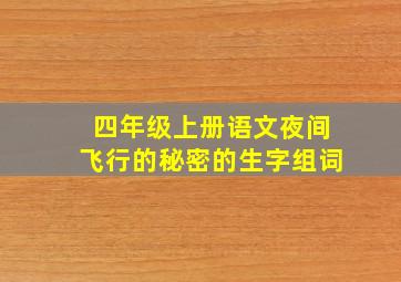 四年级上册语文夜间飞行的秘密的生字组词