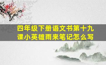 四年级下册语文书第十九课小英雄雨来笔记怎么写