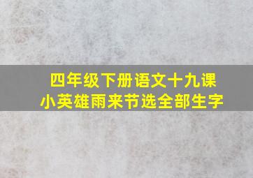 四年级下册语文十九课小英雄雨来节选全部生字