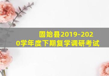 固始县2019-2020学年度下期复学调研考试