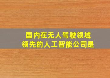 国内在无人驾驶领域领先的人工智能公司是