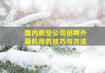 国内航空公司招聘外籍机师的技巧与方法