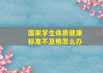 国家学生体质健康标准不及格怎么办