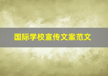 国际学校宣传文案范文