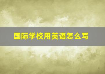 国际学校用英语怎么写