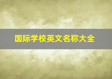 国际学校英文名称大全