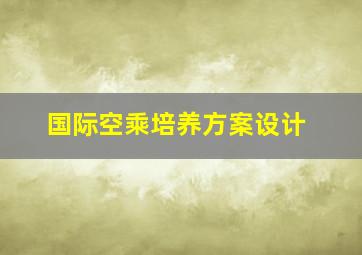 国际空乘培养方案设计