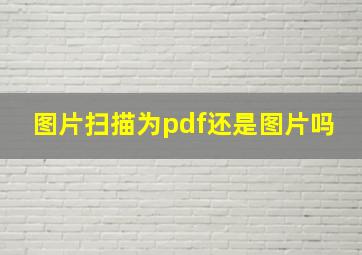 图片扫描为pdf还是图片吗