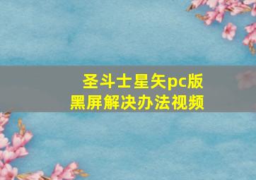 圣斗士星矢pc版黑屏解决办法视频