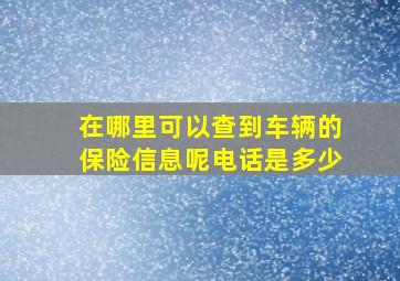 在哪里可以查到车辆的保险信息呢电话是多少