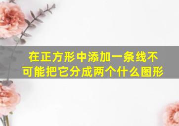 在正方形中添加一条线不可能把它分成两个什么图形