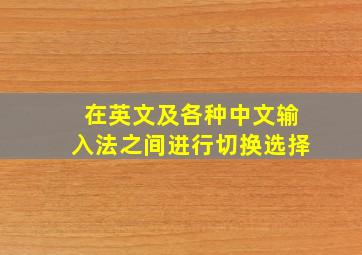 在英文及各种中文输入法之间进行切换选择